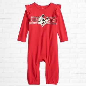 NWT Disney Holiday Minnie Mouse Baby Girl Ruffle-Sleeve Jumpsuit - Size 3 Months